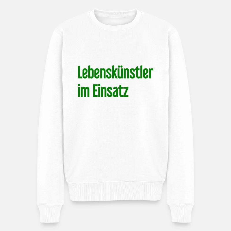 Lebenskünstler im Einsatz - Männer Premium Bio Pullover - Weiß