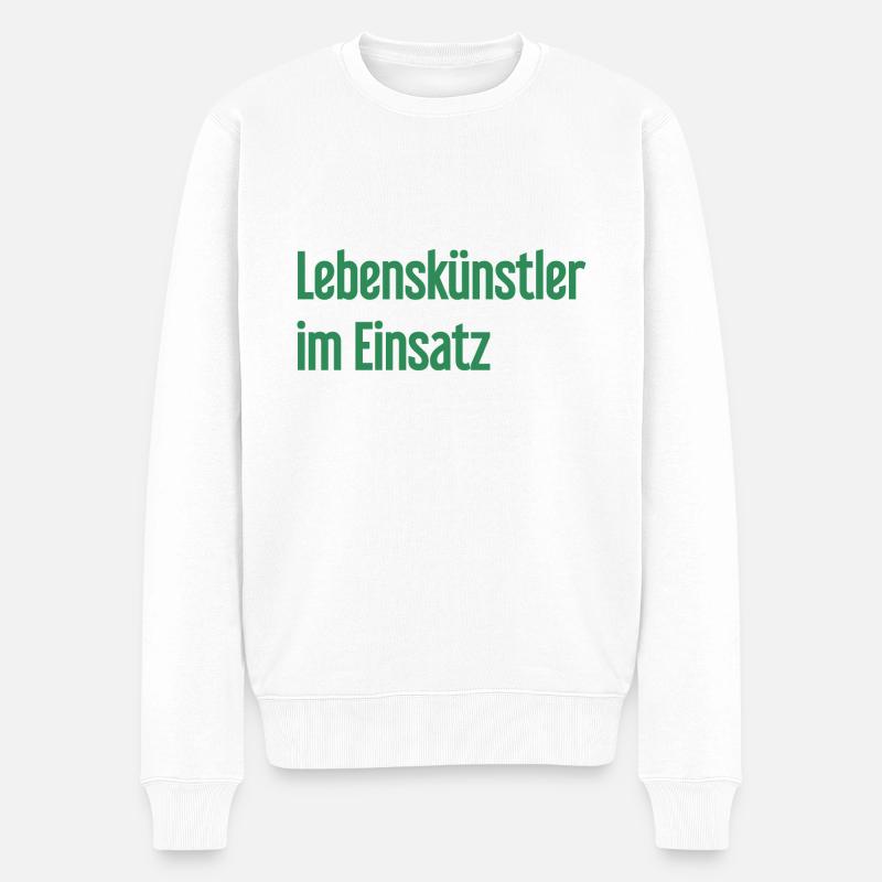 Lebenskünstler im Einsatz - Männer Premium Bio Pullover - Weiß