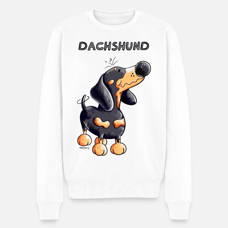 Knuffiger Dackel - Männer Premium Bio Pullover - Weiß