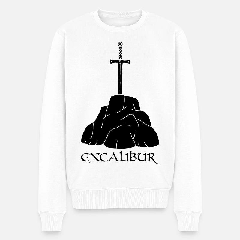 Das Excalibur Schwert (Schwarz) - Männer Premium Bio Pullover - Weiß