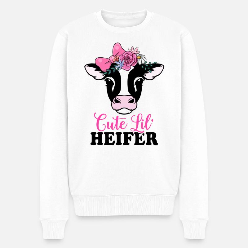 Niedliche kleine Färse - Männer Premium Bio Pullover - Weiß