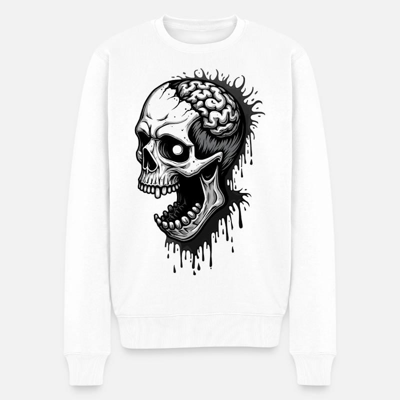 Zombieskull - Männer Premium Bio Pullover - Weiß