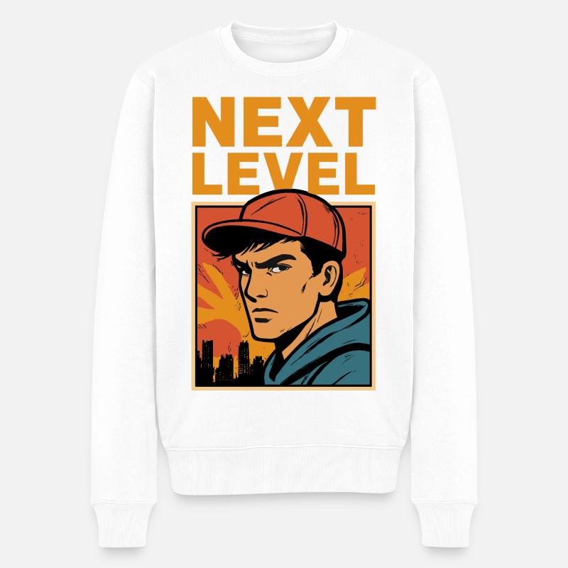 Next Level Retro Helden - Männer Premium Bio Pullover - Weiß