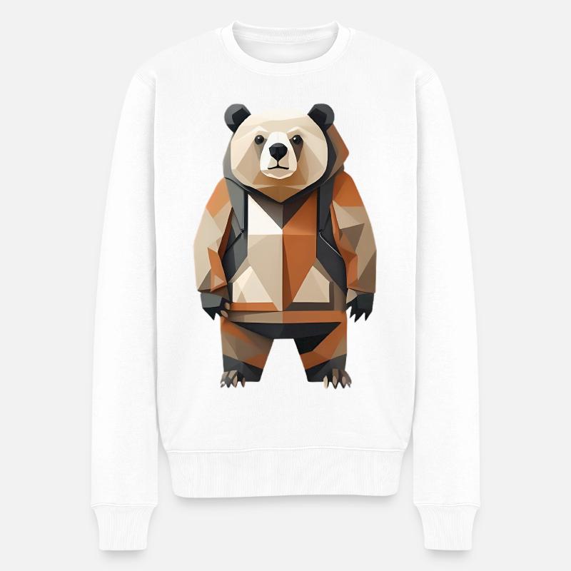 Polypanda Panda Low-Poly - Pull Premium bio Homme - blanc