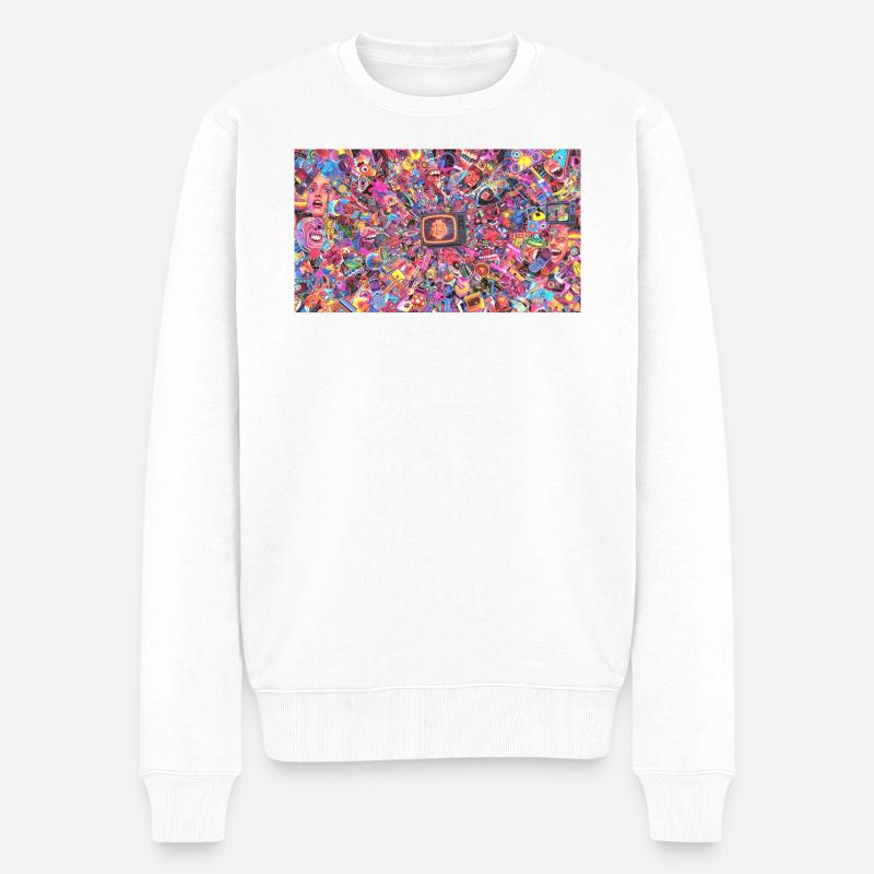 Bitcoin Bazooka – PopArt 4 - Männer Premium Bio Pullover - Weiß
