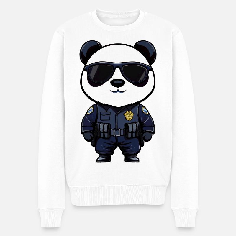 Police Pandas - Pull Premium bio Homme - blanc