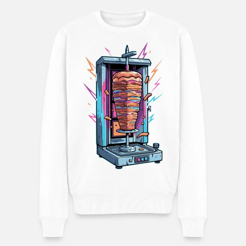 Neon Kebab Spießmaschine - Männer Premium Bio Pullover - Weiß