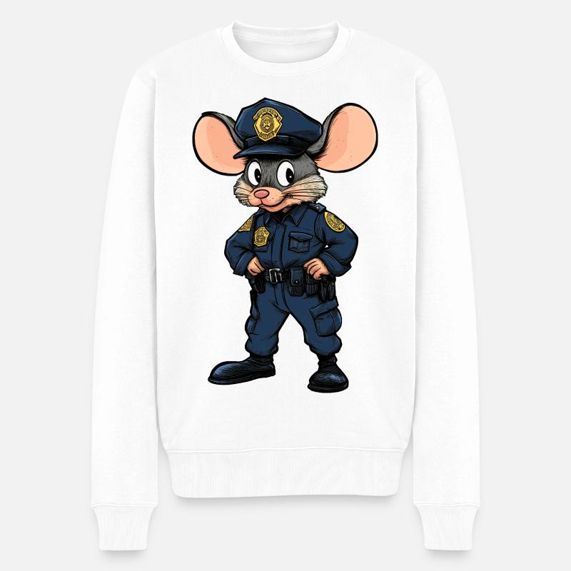 Mäuschen Polizistin / Polizei Maus - Männer Premium Bio Pullover - Weiß