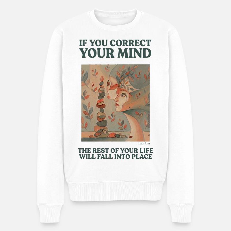 Geistesgleichgewicht und Seelenfrieden - Männer Premium Bio Pullover - Weiß