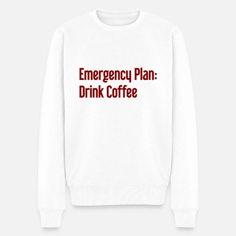 Kaffee-Notfallplan - Männer Premium Bio Pullover - Weiß