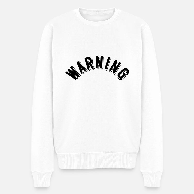 Warning - Männer Premium Bio Pullover - Weiß