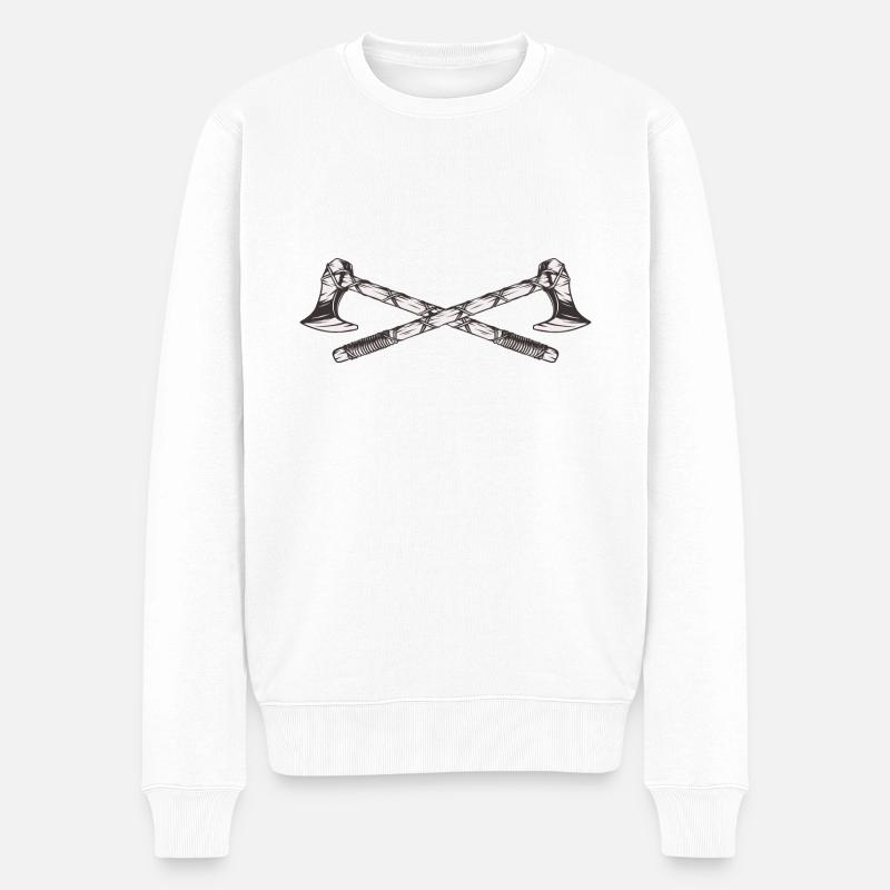 Wikinger Axt - Männer Premium Bio Pullover - Weiß