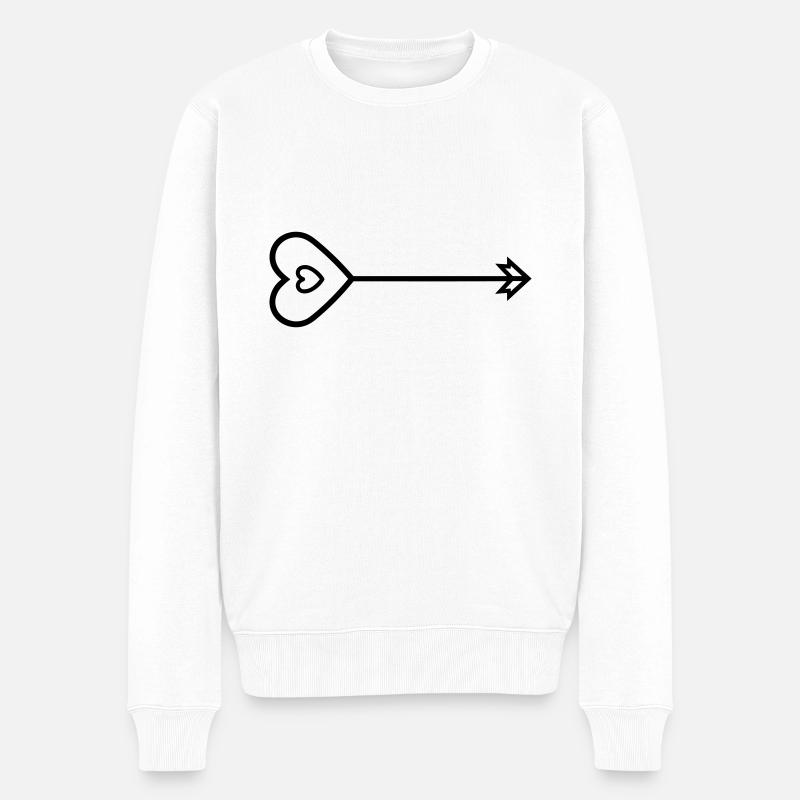 Herz-Pfeil - Männer Premium Bio Pullover - Weiß
