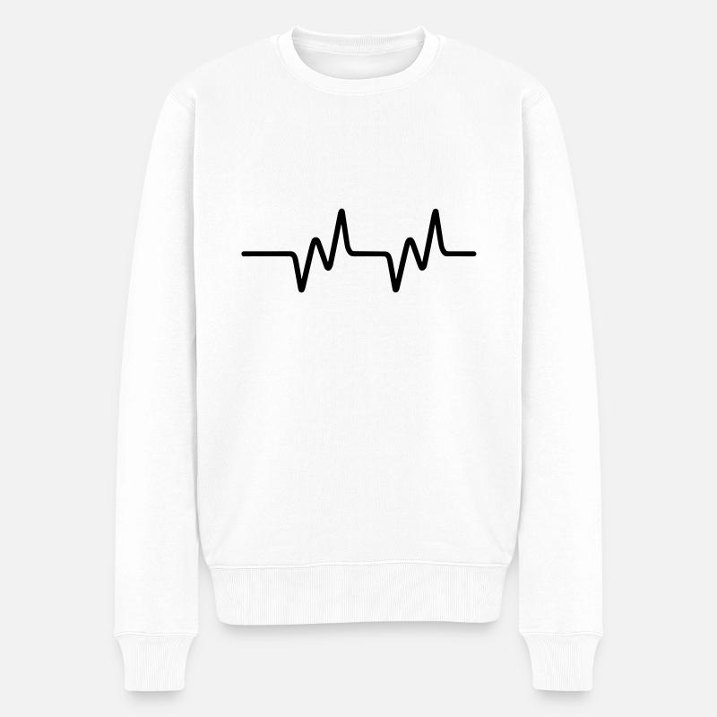 Herzschlag - Männer Premium Bio Pullover - Weiß