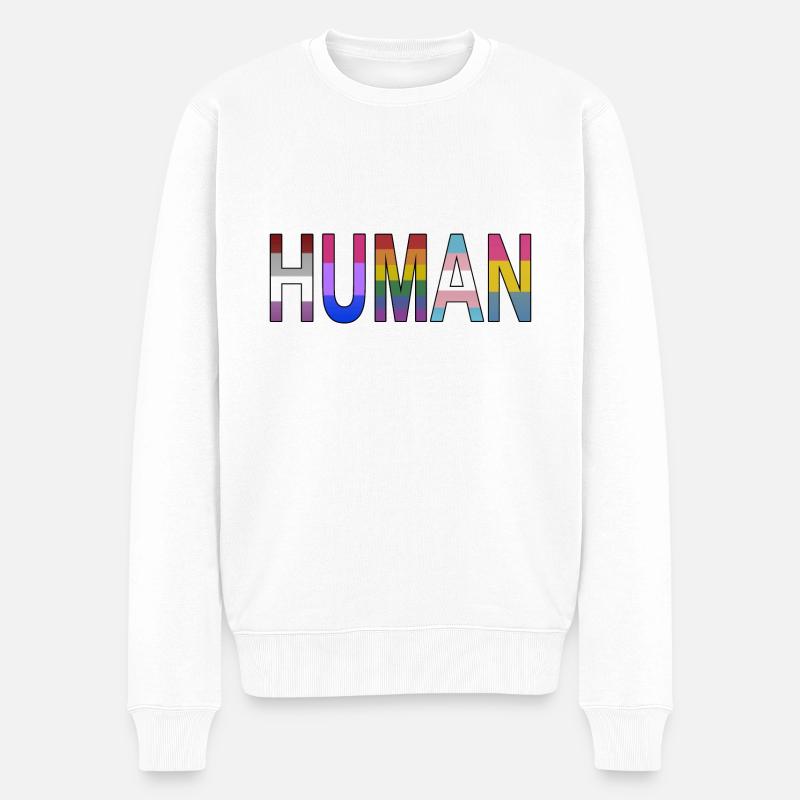 HUMAN - Männer Premium Bio Pullover - Weiß