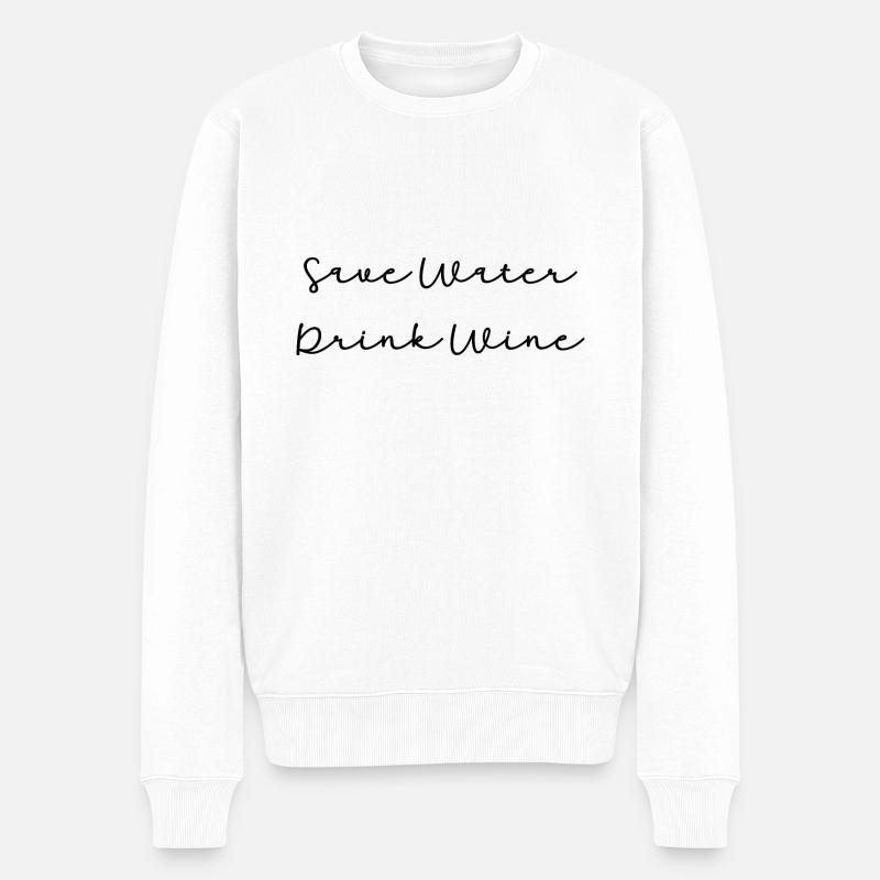 Save water drink wine - Men's Premium Organic Jumper - white