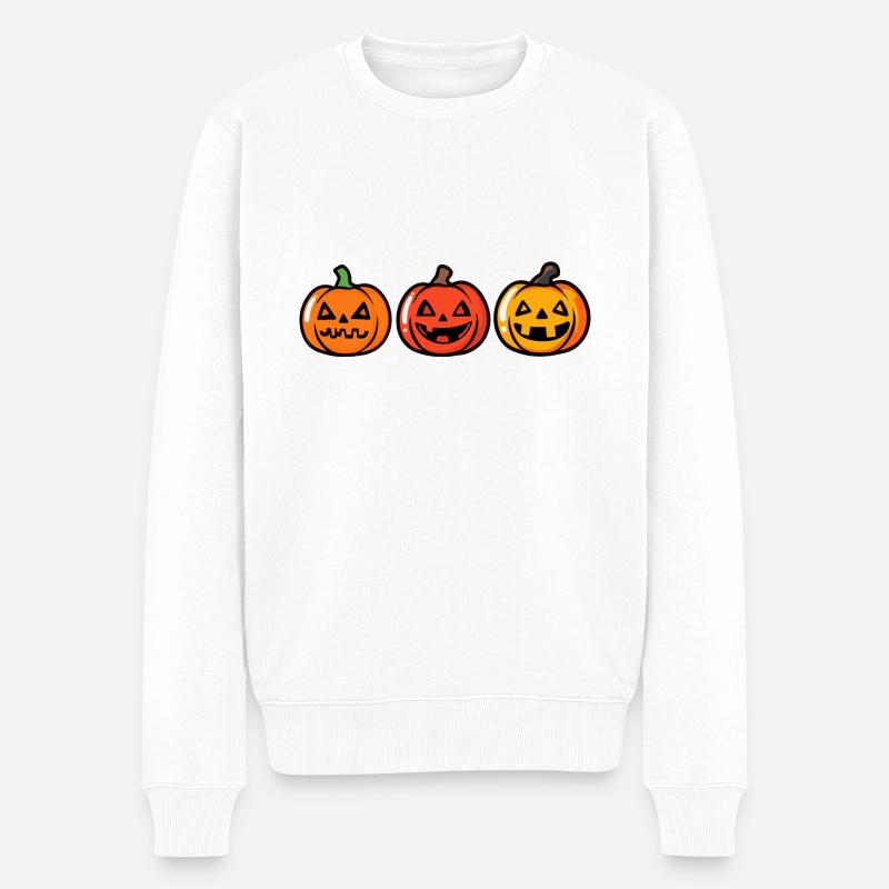 Citrouille Halloween Mignon - Pull Premium bio Homme - blanc