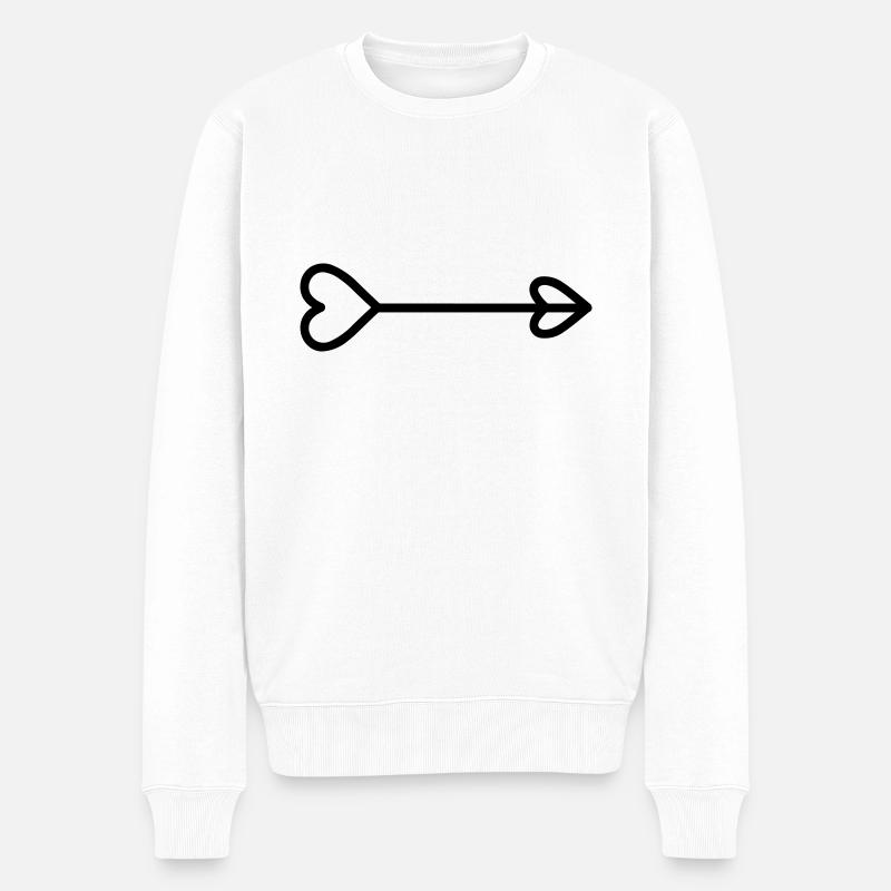 Herz-Pfeil - Männer Premium Bio Pullover - Weiß