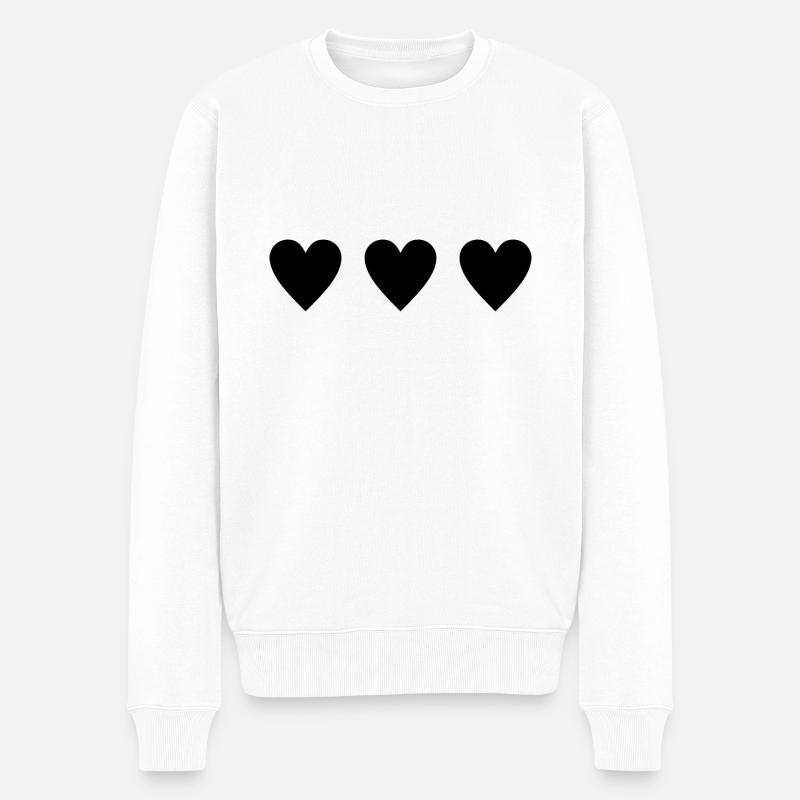 3 Herzen - Männer Premium Bio Pullover - Weiß