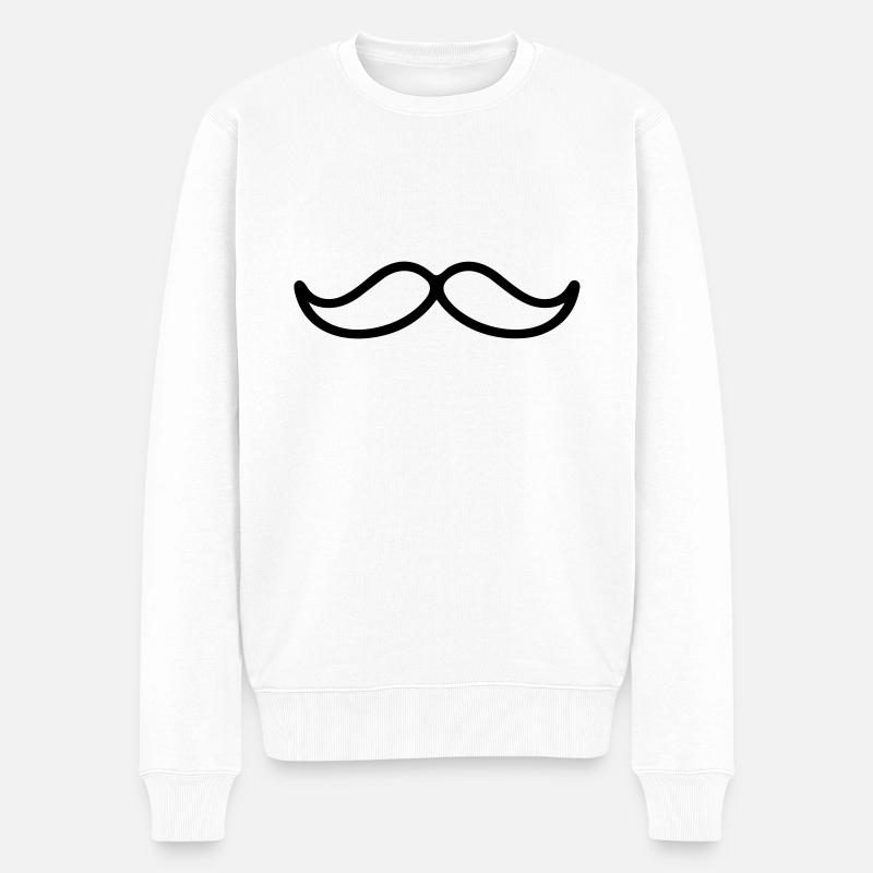 Schnurrbart - Männer Premium Bio Pullover - Weiß