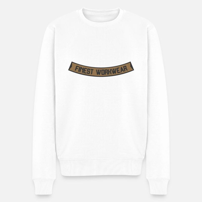 Finest Workwear Banner - Männer Premium Bio Pullover - Weiß