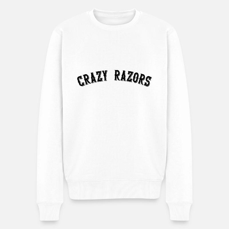 Crazy Razors - Männer Premium Bio Pullover - Weiß