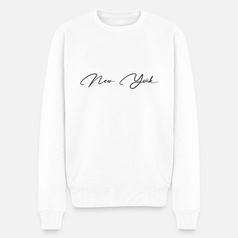 New York - Männer Premium Bio Pullover - Weiß