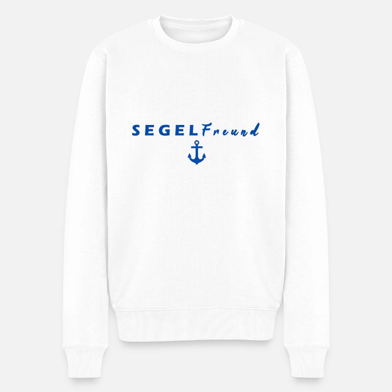 Segelfreund Ankermotiv - Männer Premium Bio Pullover - Weiß