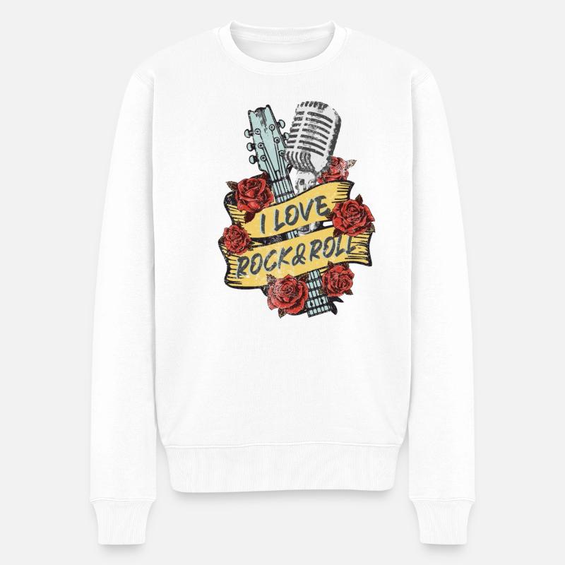 Rock and Roll - Männer Premium Bio Pullover - Weiß