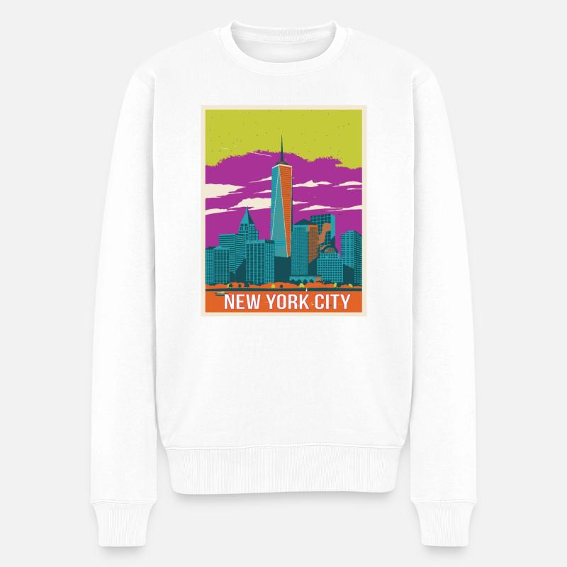 New York - Männer Premium Bio Pullover - Weiß