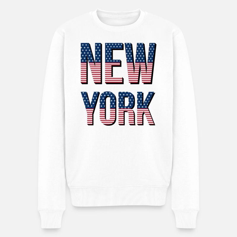 New York - Männer Premium Bio Pullover - Weiß