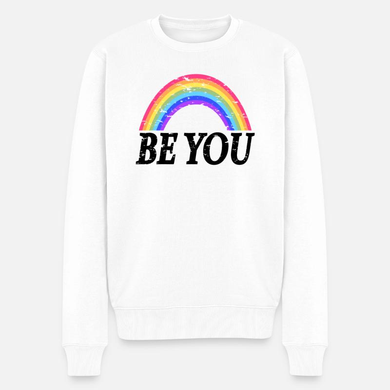 Rainbow - Männer Premium Bio Pullover - Weiß