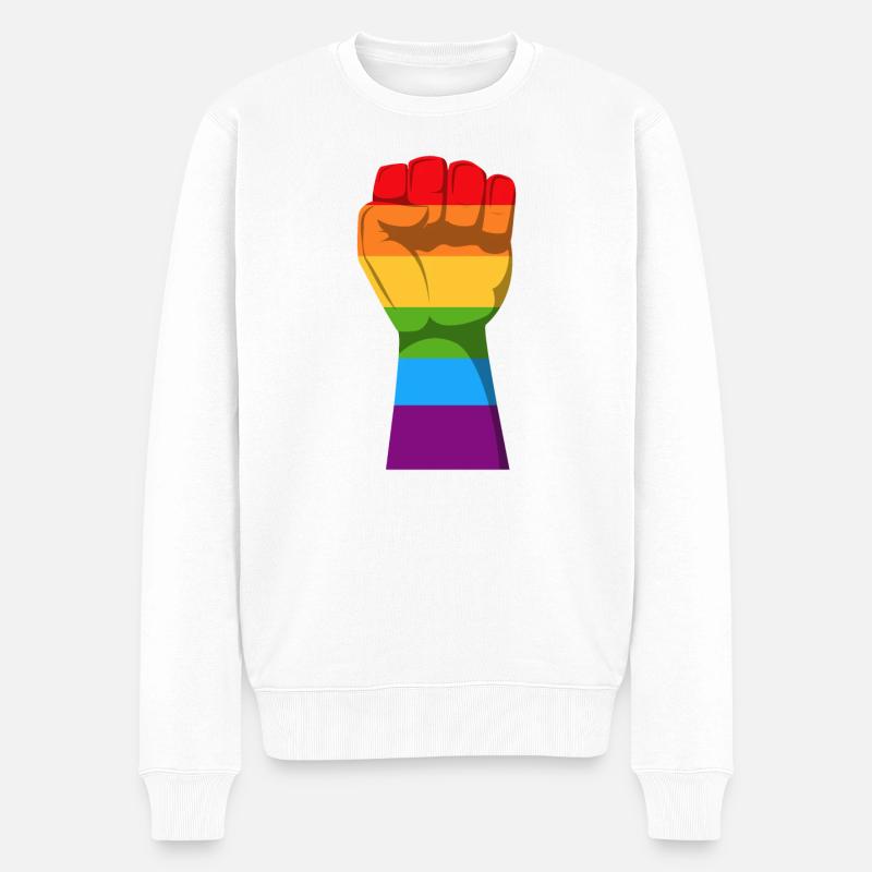 Rainbow - Männer Premium Bio Pullover - Weiß