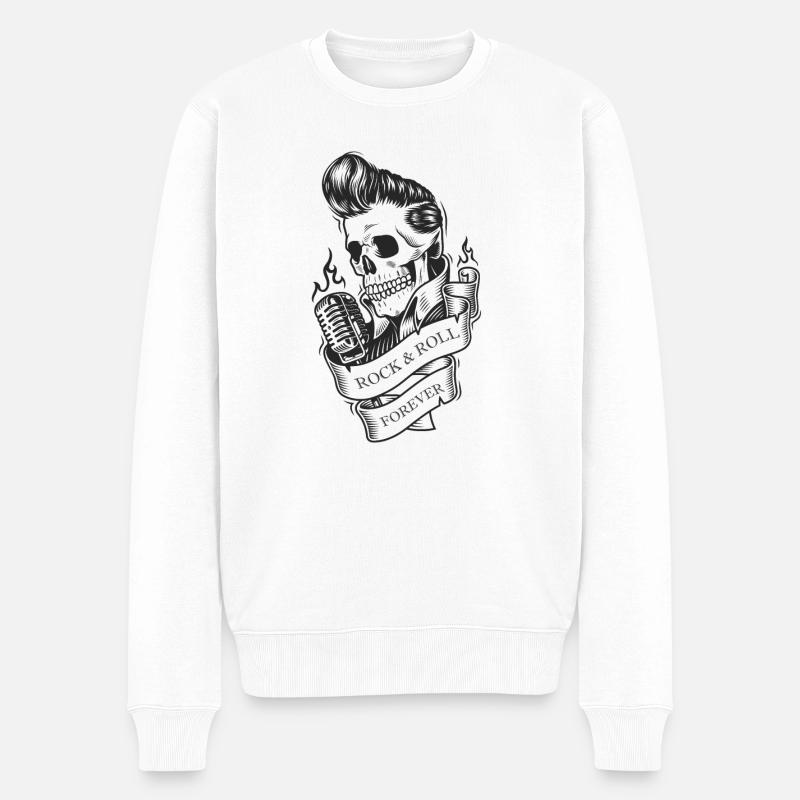Rock and Roll - Männer Premium Bio Pullover - Weiß