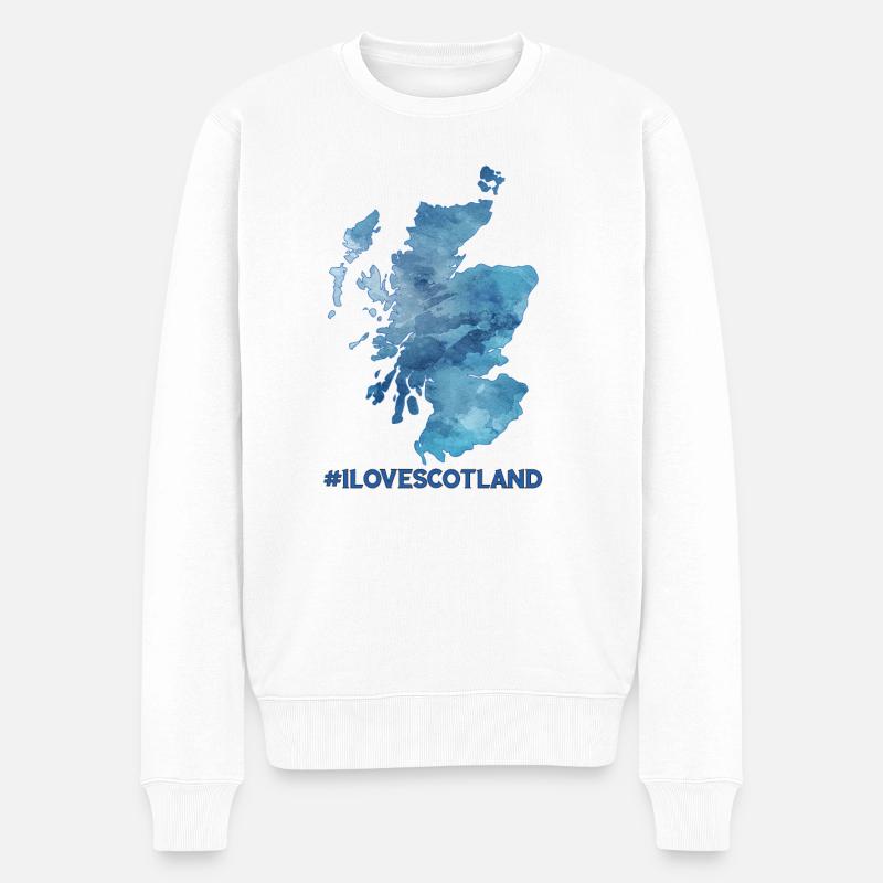 I love Scotland - Männer Premium Bio Pullover - Weiß