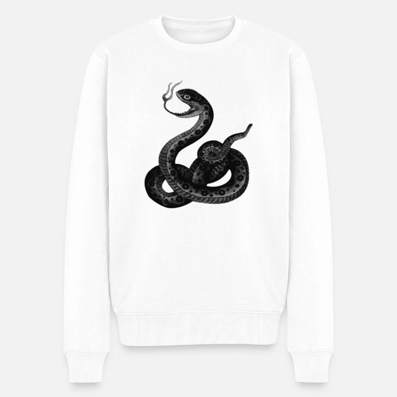 Japanische Schlange - Männer Premium Bio Pullover - Weiß