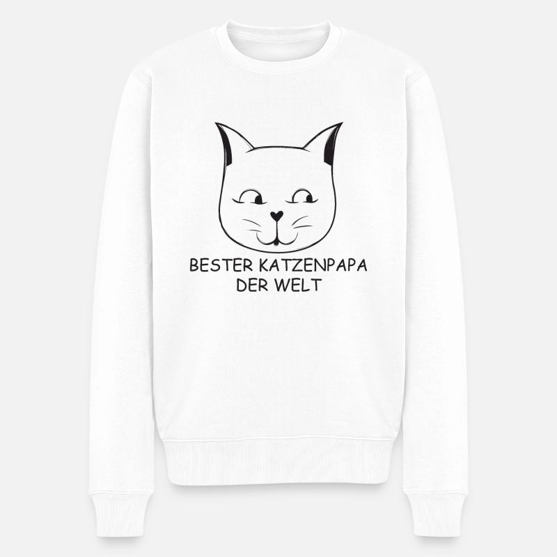 Katzenpapa - Männer Premium Bio Pullover - Weiß
