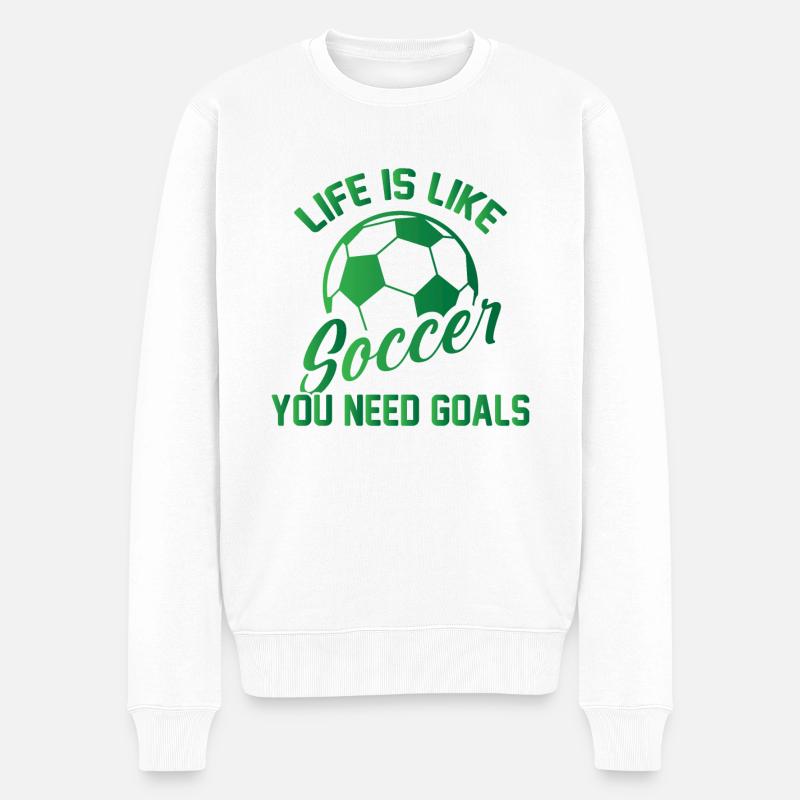 Fußball - Männer Premium Bio Pullover - Weiß