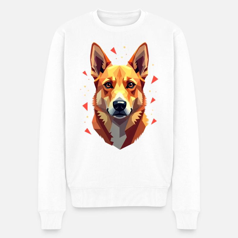 Chien géométrique Oeuvre abstraite - Pull Premium bio Homme - blanc