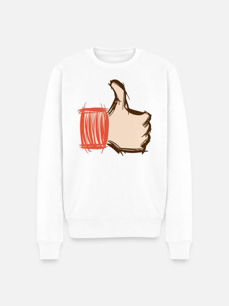 Duimen omhoog, duim omlaag, emoji met de hand getekend - Mannen Premium Bio sweater - wit