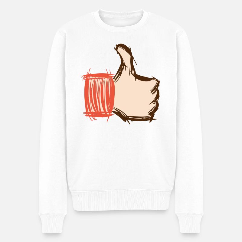 Daumen hoch, Daumen runter, emoji handgezeichnet - Männer Premium Bio Pullover - Weiß