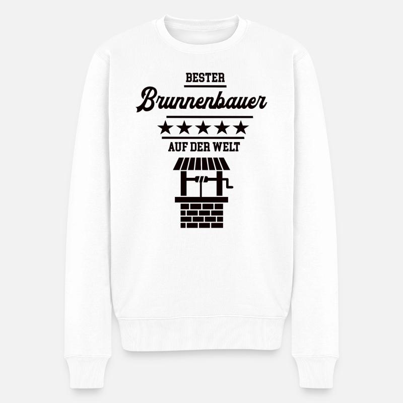 Brunnenbauer Bester Handwerker Brunnenbau - Männer Premium Bio Pullover - Weiß