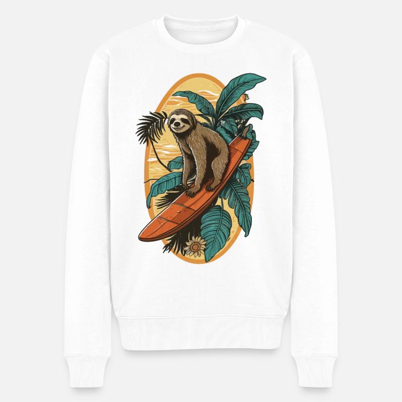 Paresseux de surf - Pull Premium bio Homme - blanc