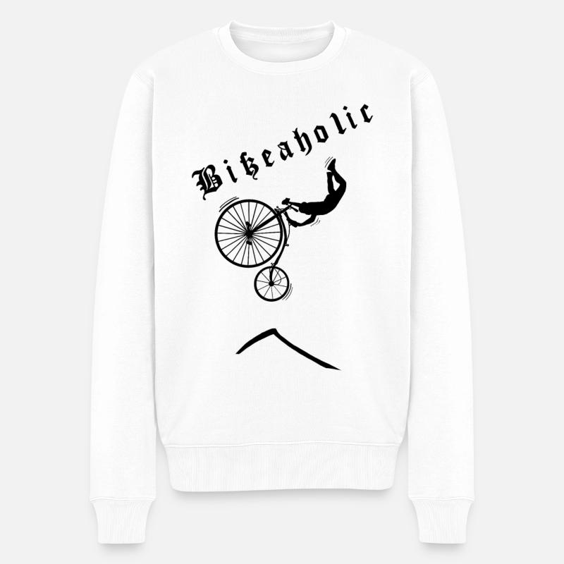 Bikeaholic Retro Schwarz - Männer Premium Bio Pullover - Weiß
