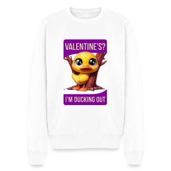 Whimsical Cartoon Duck Hiding Behind Tree valentin - Men's Premium Organic Jumper - white - Front - Thijin (182cm)