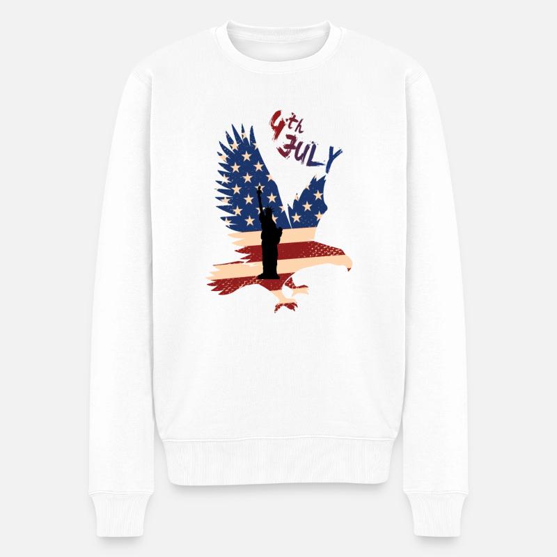 4th of July Independence Day - Männer Premium Bio Pullover - Weiß