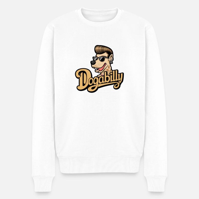 Hund mit Sonnenbrille - Männer Premium Bio Pullover - Weiß