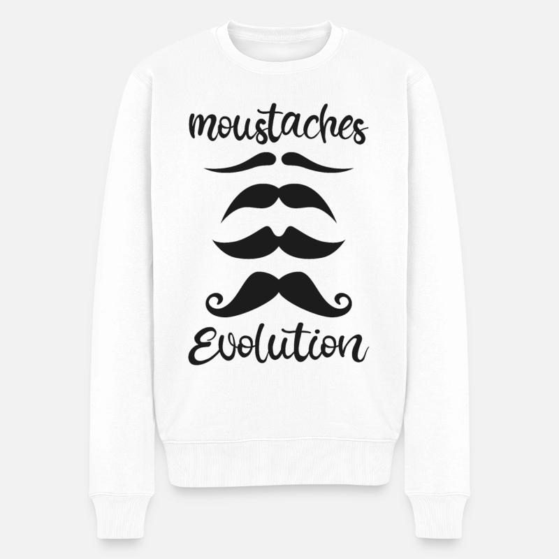 Schnurrbart Evolution - Männer Premium Bio Pullover - Weiß