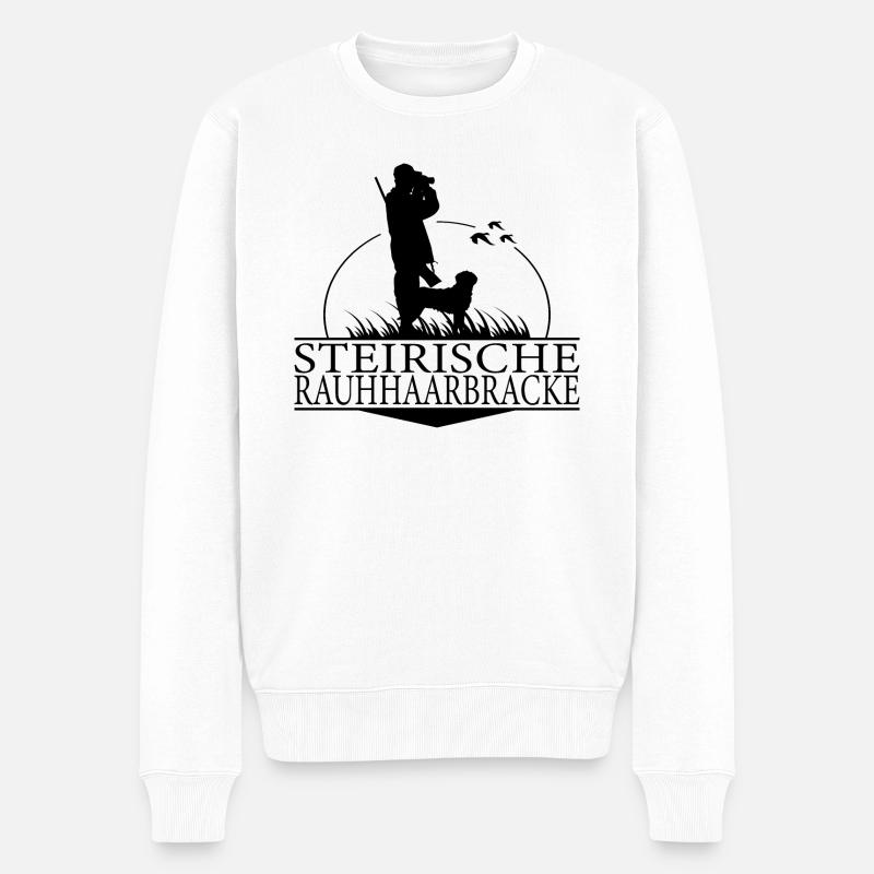 STEIRISCHE RAUHHAARBRACKE Jagdhunderasse Wilsigns - Männer Premium Bio Pullover - Weiß
