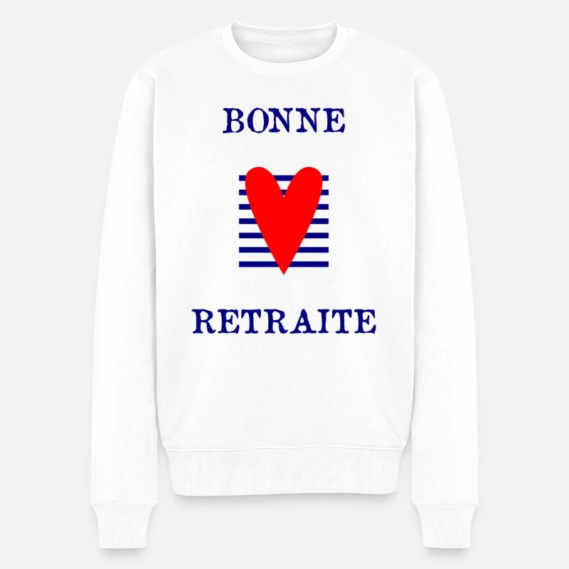 RETRAITE. BONNE RETRAITE. JOYEUSE RETRAITE. - Pull Premium bio Homme - blanc